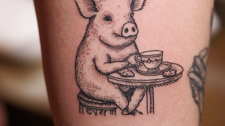 The Gluttonous Grunter: 10 Playful Pig and Food Tattoo Designs